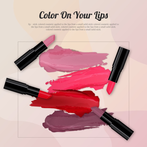 Hintergrund Von Lippenstift Verpackungs Und Lippenstift Abstrich Proben Premium Vektor