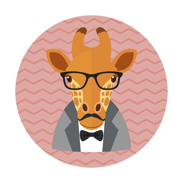 Hipster Giraffe Mit Brille Schnurrbart Und Fliege Premium Vektor