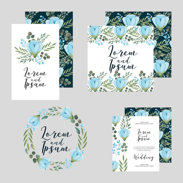 Hochzeit Blumen Vorlage Sammlung Karten Blumen Design Premium Vektor