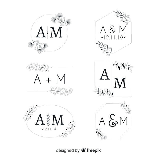 Hochzeit Monogramm Logo Vorlagen Sammlung Kostenlose Vektor