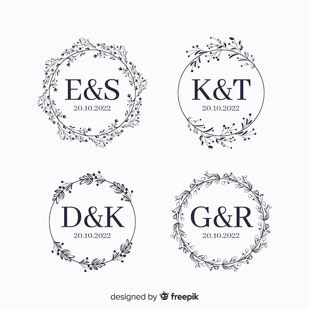 Hochzeit Monogramm Logo Vorlagen Sammlung Premium Vektor