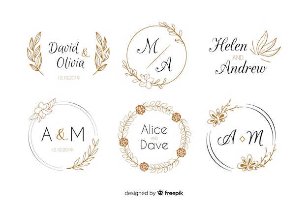 Hochzeit Monogramm Logos Vorlagensammlung Premium Vektor