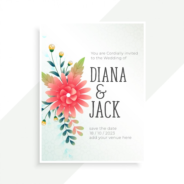 Hochzeitseinladungskarte mit blumendekoration | Download ...