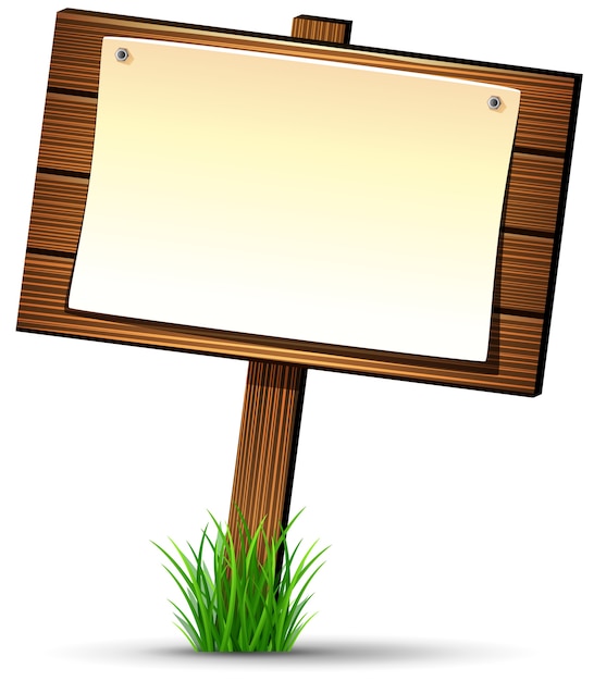 Holzschild mit papierrolle Premium Vektoren