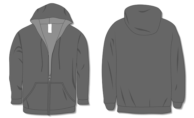 Hoodie Jacke Mit Reissverschluss Mockup Vorlage Premium Vektor