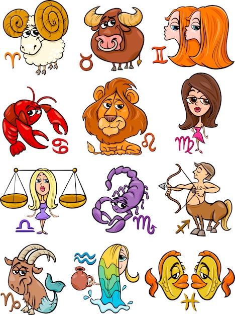 Horoskop sternzeichen gesetzt Premium Vektoren