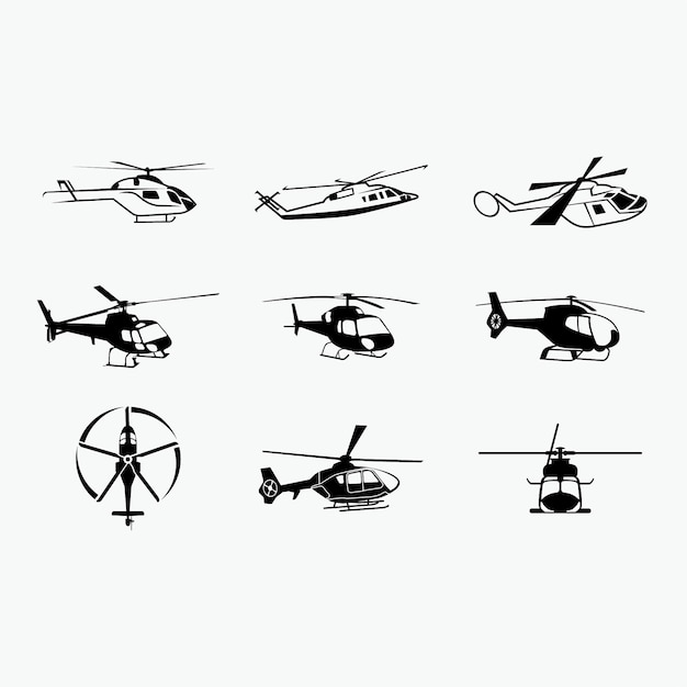 Download Hubschrauber-silhouetten | Premium-Vektor