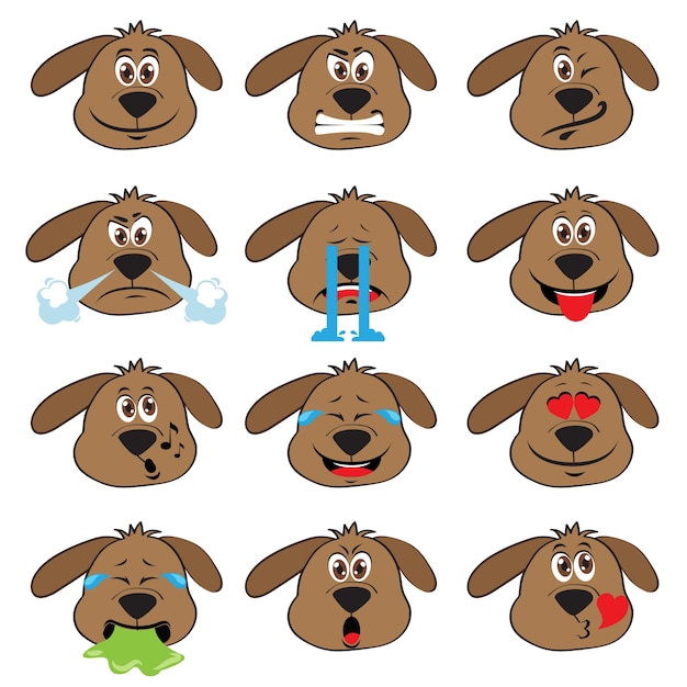 Hund emojis set Kostenlose Vektor