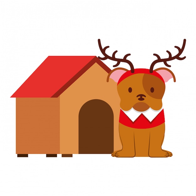 Hund frohe weihnachten karte Premium Vektoren