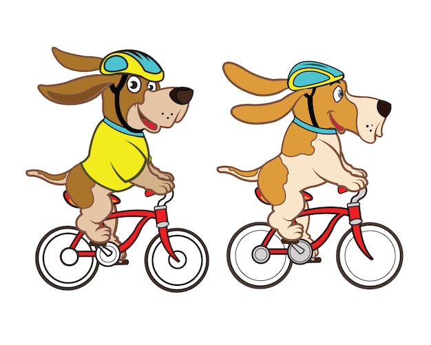 Hund Reiten Fahrrad Premium Vektor