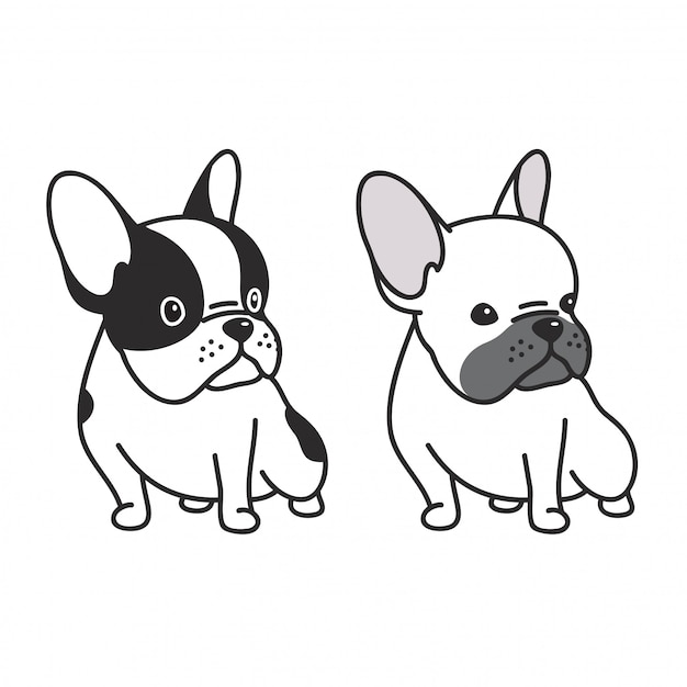 Hund Vektor Franzosische Bulldogge Welpen Cartoon Premium Vektor