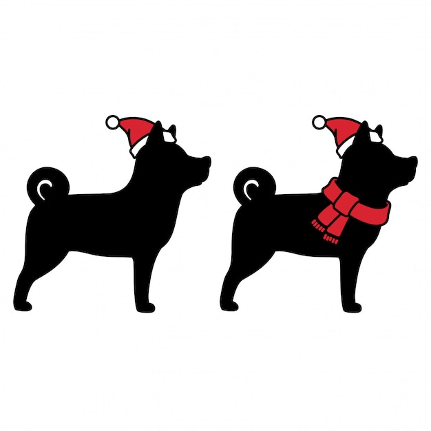 Hund weihnachten cartoonsymbol PremiumVektor