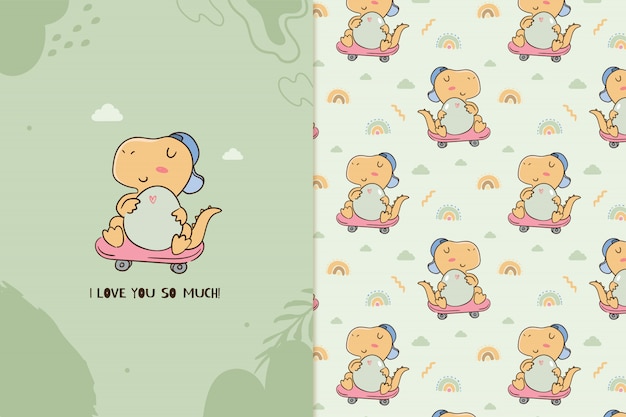 Ich Liebe Dich So Sehr Dinosaurier Muster Premium Vektor