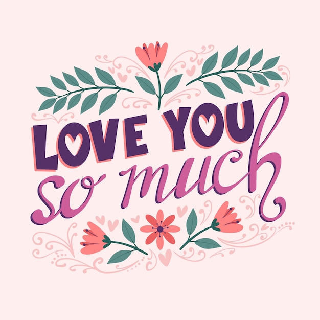 Ich liebe dich so sehr hochzeit schriftzug Kostenlose Vektor