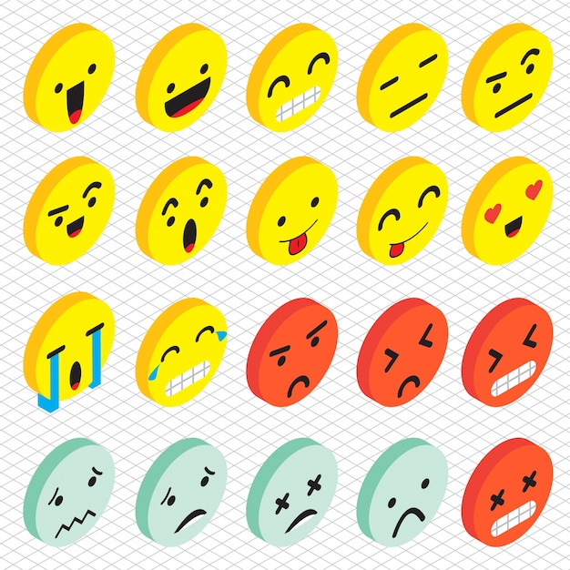 Illustration Der Emoticons Icon Grafik In Isometrischen 3d Grafik Kostenlose Vektor