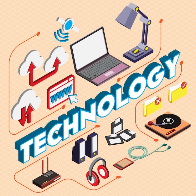 Illustration der technologiekonzept in isometrischen grafik