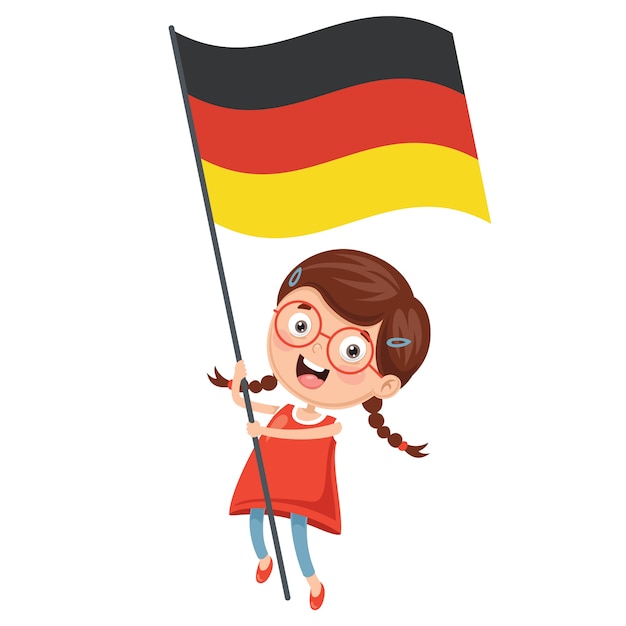 Illustration Des Kindes Deutschland Flagge Halten Premium Vektor