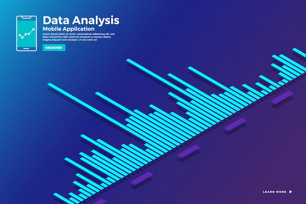 Illustration Konzept Isometrische Datenanalyse Und Bericht Statisch Mit Grafik Und Diagrammgrafik Vorlage Fur Website Vorlagenbanner Veranschaulichen Premium Vektor