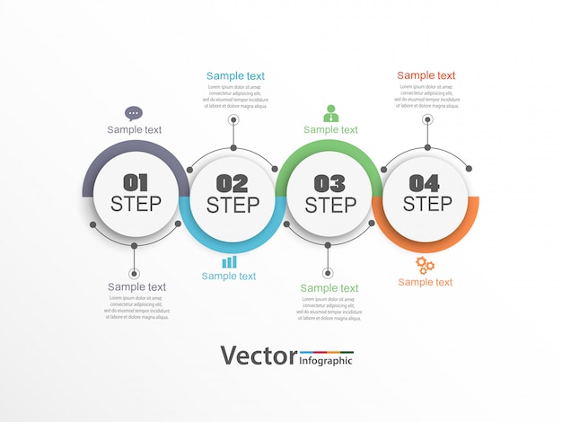 Infografik-design mit 4 optionen, schritten oder prozessen. Premium Vektoren