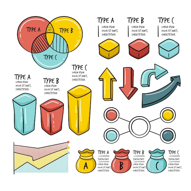 Infografik-elemente in der hand gezeichnet Kostenlosen Vektoren