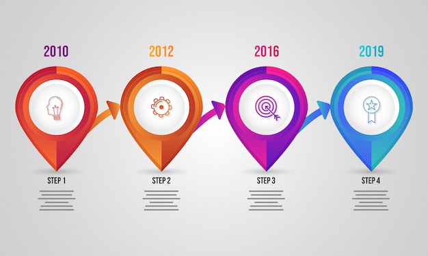 Infografik-elemente mit vier ebenen für geschäfts- oder unternehmenssektionen Premium Vektoren