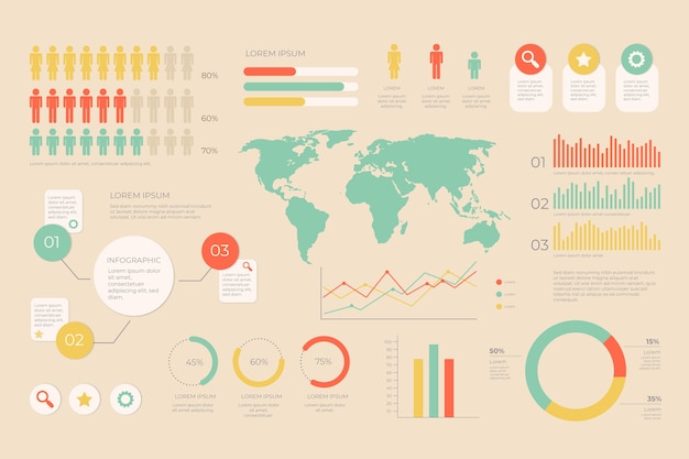 Infografik Mit Retro Farben Design Kostenlose Vektor