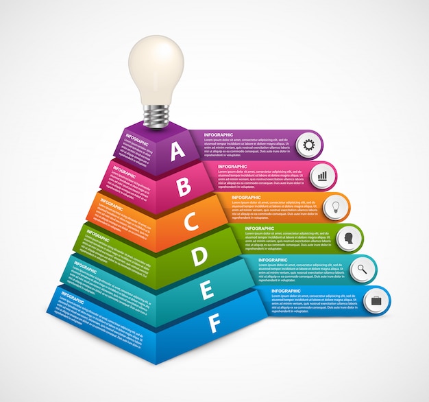 Infografik-vorlage mit 3d-pyramide. | Premium-Vektor