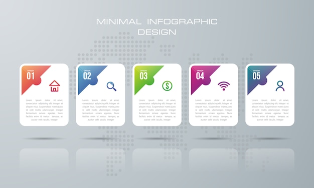 Infografik-vorlage mit 5 optionen, infografiken design vektor kann für workflow-layout verwendet werden, - vektor Premium Vektoren