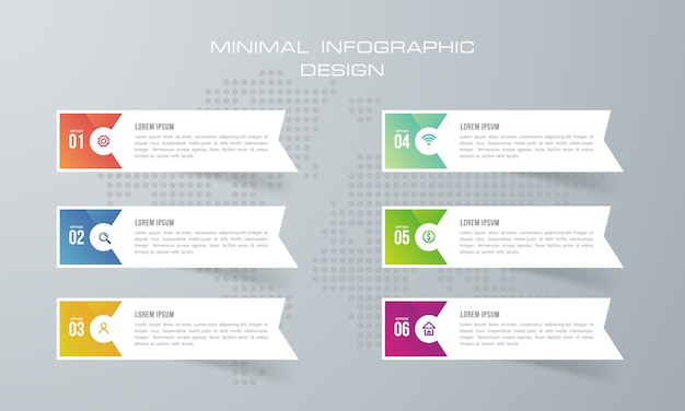 Premium Vektor Infografik Vorlage Mit 6 Optionen Infografiken Design Vektor Kann Fur Workflow Layout Verwendet Werden Vektor