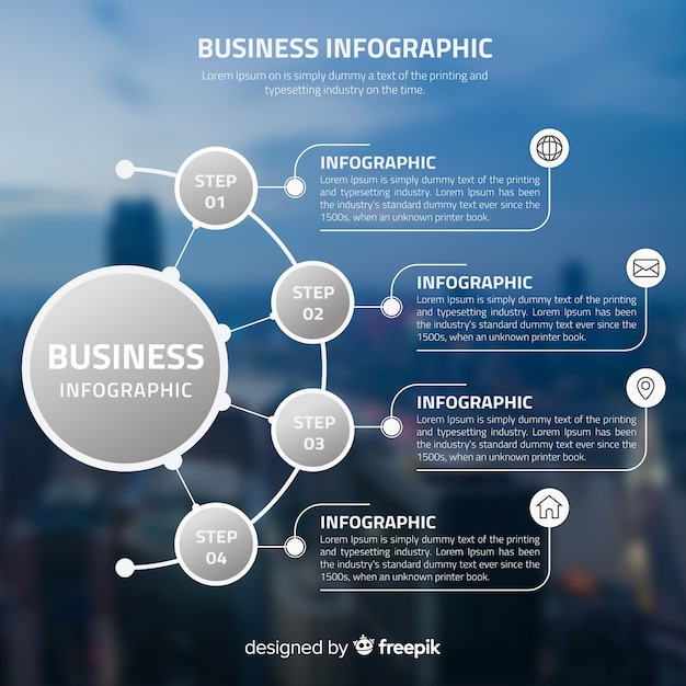 Infographic schablone des geschäfts mit foto Kostenlosen Vektoren