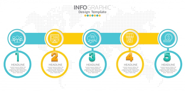 Infographik entwurfsvorlage mit optionen oder schritten. Premium Vektoren