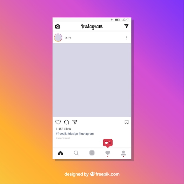 Instagram beitragsvorlage mit benachrichtigungen | Kostenlose Vektor