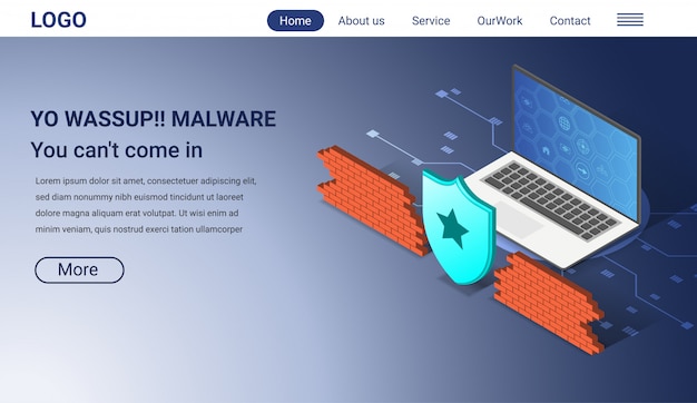 Internet Sicherheitskonzept Isometrische Landingpage Vorlage Premium Vektor