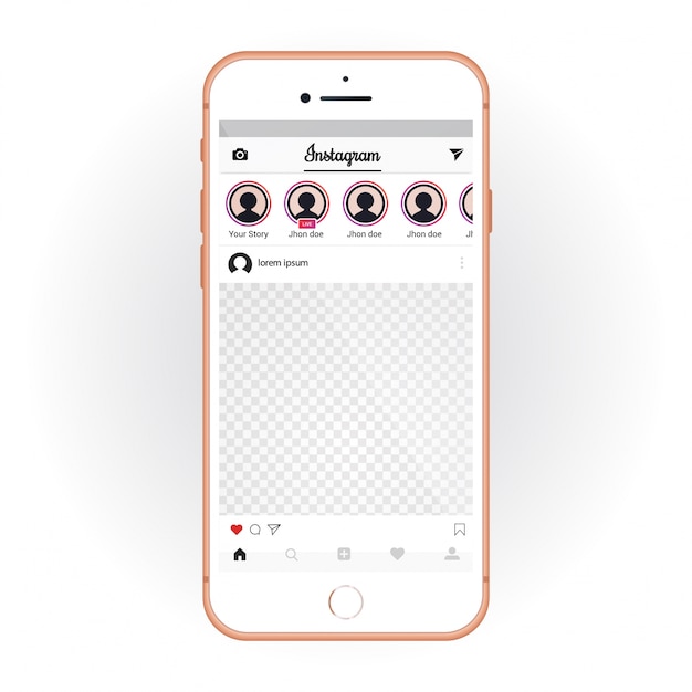 IPhone mit dem mobilen UI-Kit Instagram. Smartphone-Modell und Chat-App Kostenlose Vektoren IPhone mit dem mobilen UI-Kit Instagram. Smartphone-Modell und Chat-App Kostenlose Vektoren