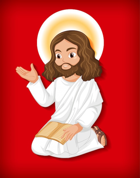 Isolierte Jesus Zeichentrickfigur Kostenlose Vektor