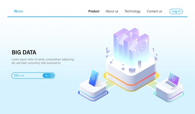 Isometrisch für big data processing- und data-hosting-server Premium Vektoren