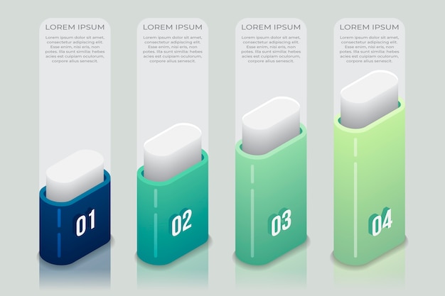 Isometrische infografik-vorlage mit farbverlauf blau ...