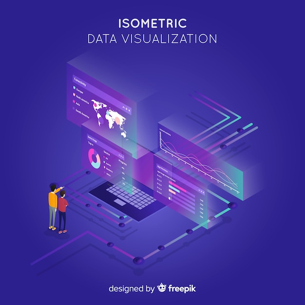 Isometrischer hintergrund des datenvisualisierungskonzeptes Kostenlosen Vektoren