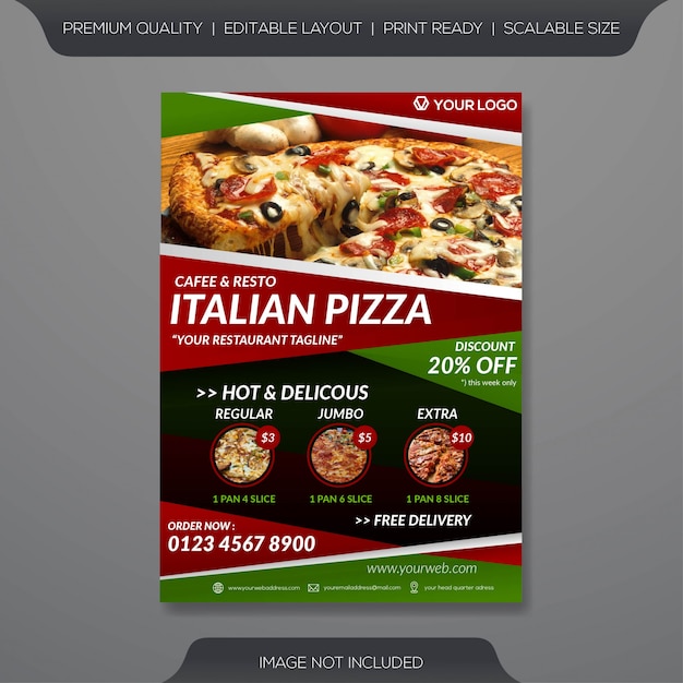 Italienische Pizza Flyer Vorlage Premium Vektor