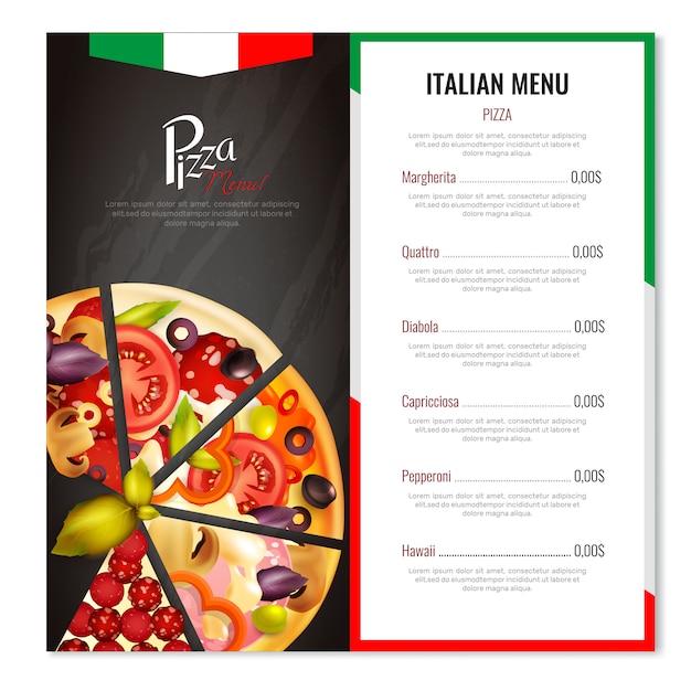 Italienisches pizza-menü-design | Kostenlose Vektor