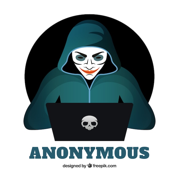 Junger anonymer hacker mit flachem design Kostenlosen Vektoren
