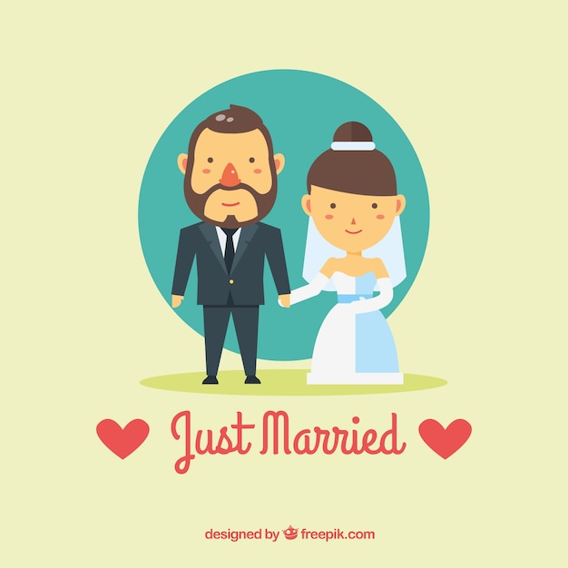 Just Married-Karte | Download der Premium Vektor