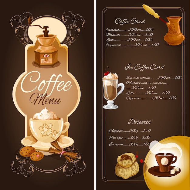 Kaffee Cafe Menu Kostenlose Vektor