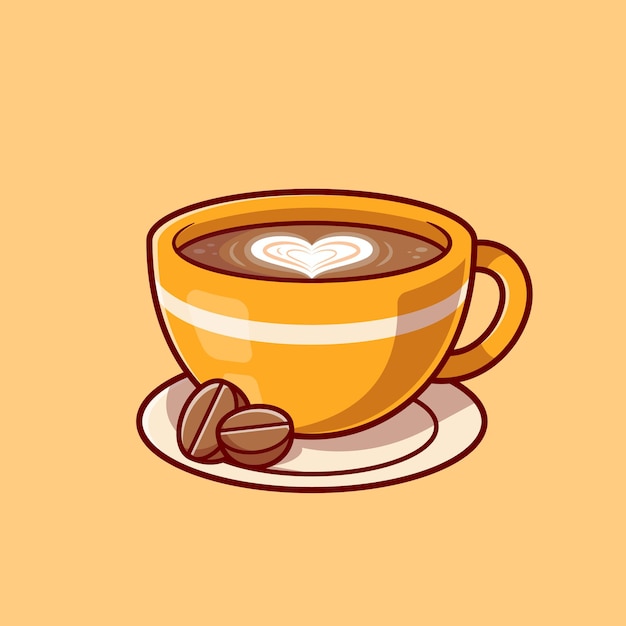 Kaffee-liebes-schaum mit bohnen-karikatur-symbol-illustration