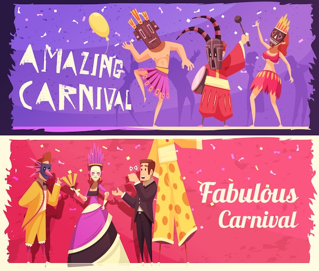 karnevalsfahnen eingestellt  kostenlose vektor