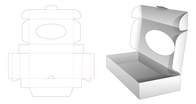 Karton Faltschachtel Mit Ellipse Fenster Gestanzte Vorlage Premium Vektor