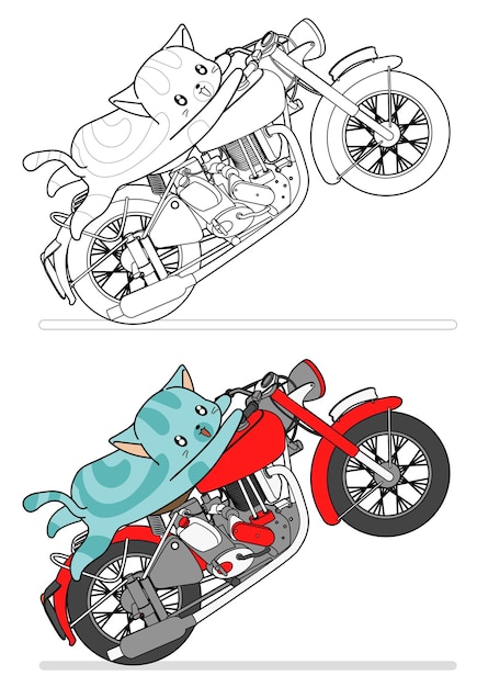 katze reitet motorrad cartoon leicht malvorlagen für