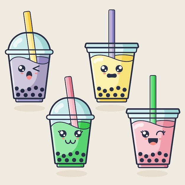 Kawaii bubble tea illustration  Kostenlose Vektor