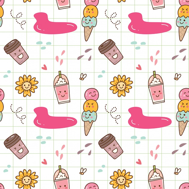 Kawaii eis nahtlose hintergrund Premium Vektoren