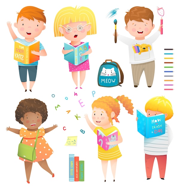 Kinder Sammlung Isoliert Clipart Illustration Premium Vektor